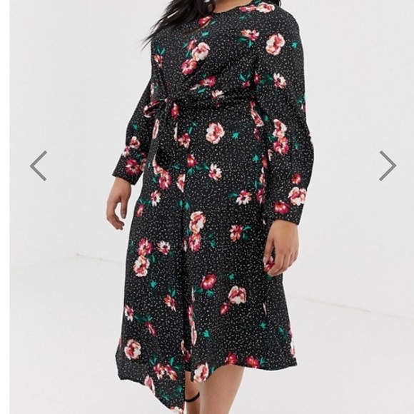 NWT Asos knot front asymmetric wrap floral dress - Picture 4 of 4